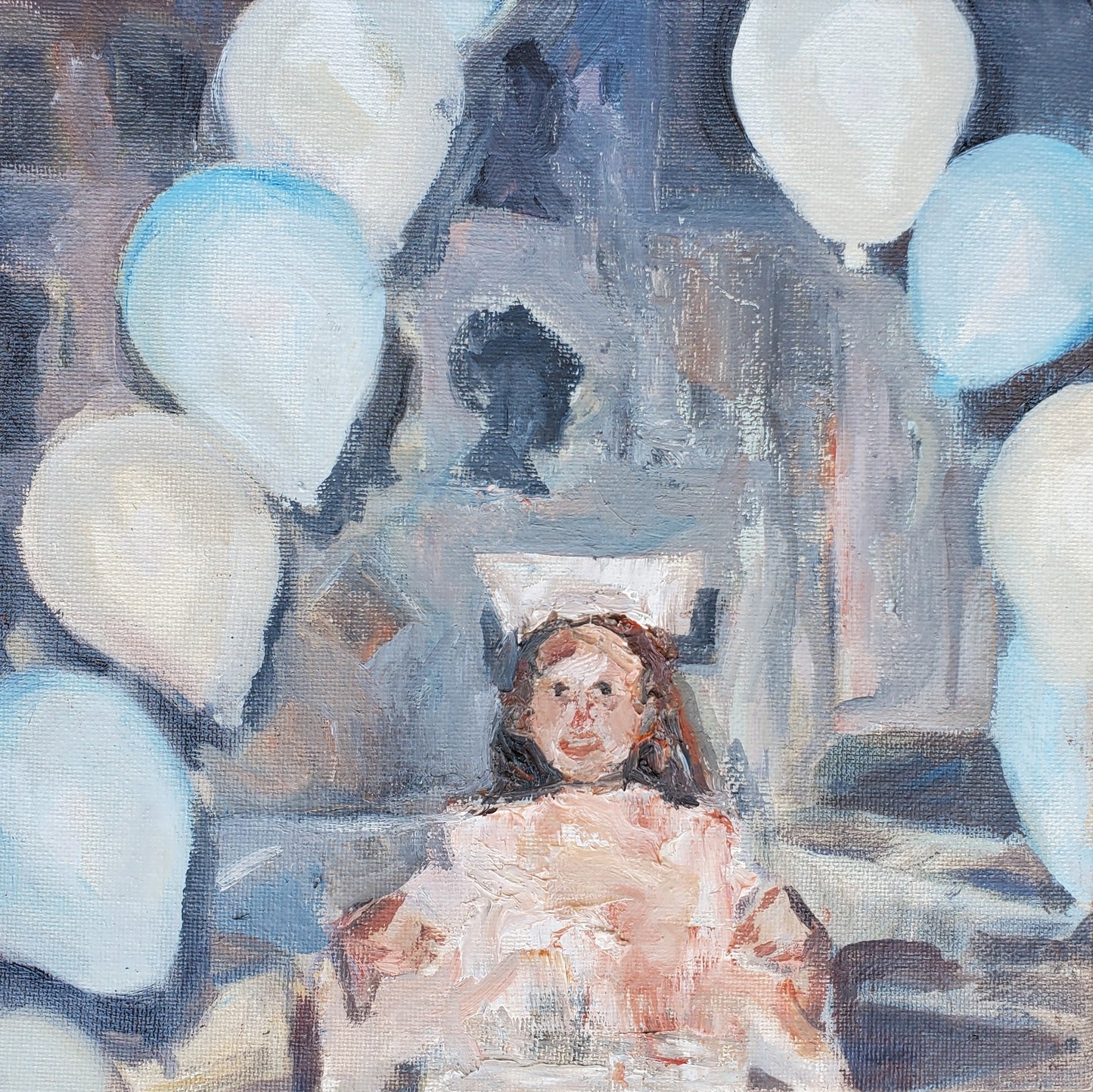 "Graduation", 2019, oil on board, 8 x 8 inches